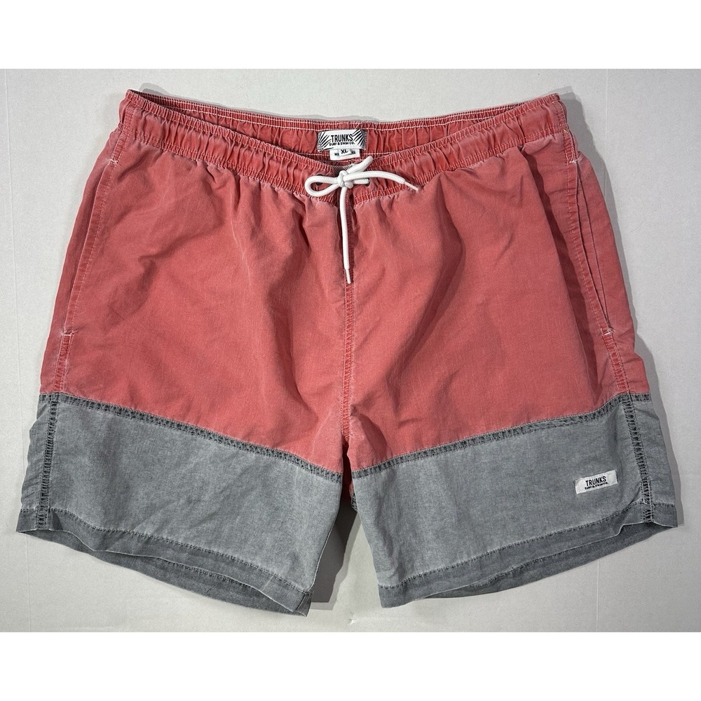 Trunks Surf & Swim Co. Men's Board Shorts XL Red Gray Colorblock Swim Trunks